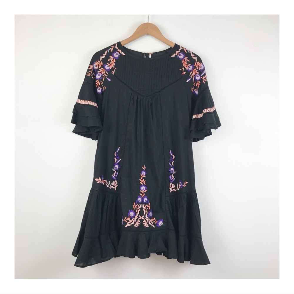 Free People Pavlo Embroidered Ruffle Mini Dress Size XS - Picture 6 of 14